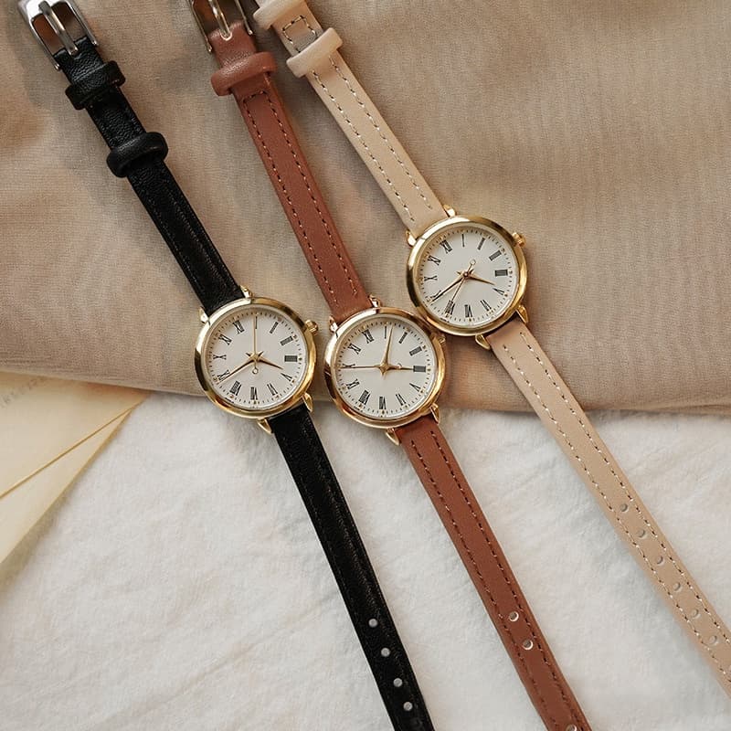 Relógio De Quartzo Feminino Com Mostrador Pequeno Pulseira De Couro