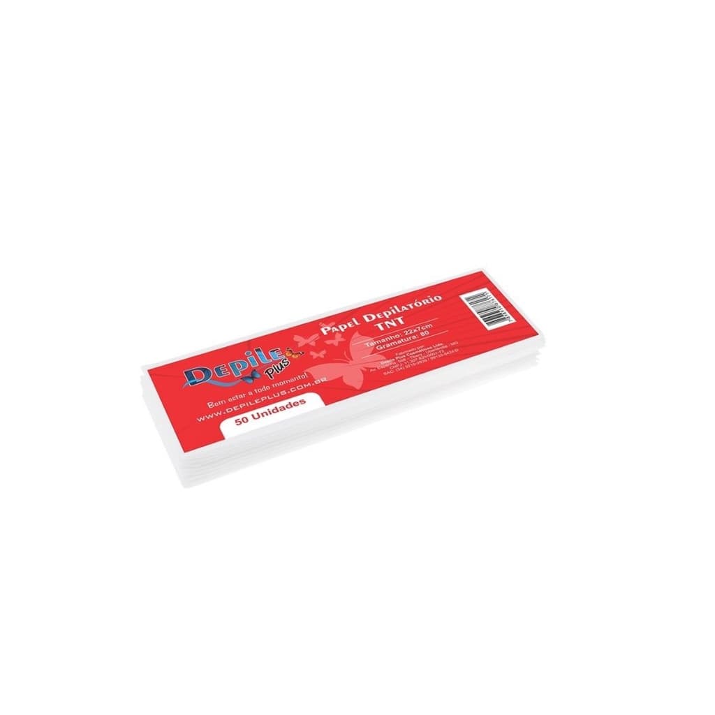 Papel Depilatório TNT Depile Plus Pacote C/ 50 folhas 22x7cm Gramatura 80