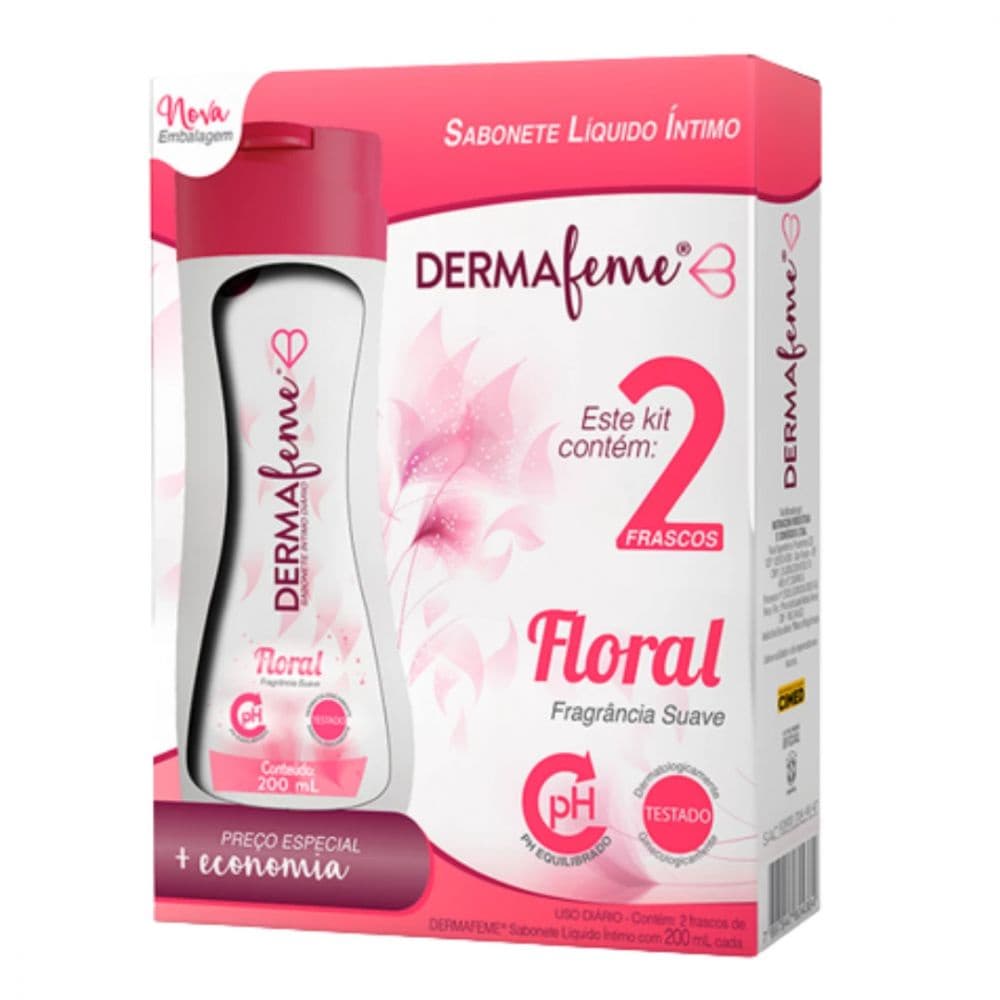 Sabonete Íntimo Dermafeme Líquido Floral C/ 2 Unidades de 200ml Cada - Cimed Original