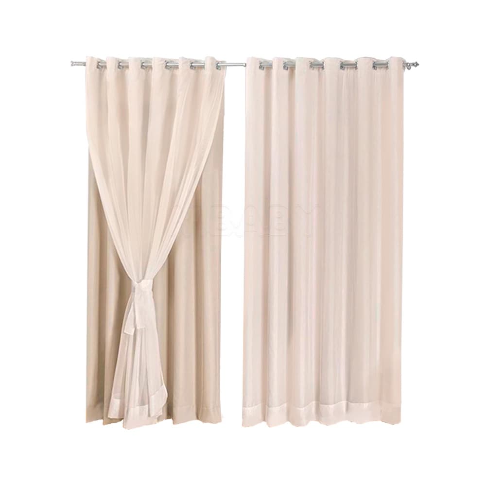 Cortina Blackout Com Voil 2,80m X 1,70m - Cortina Para janela de Sala ou Quarto Bege