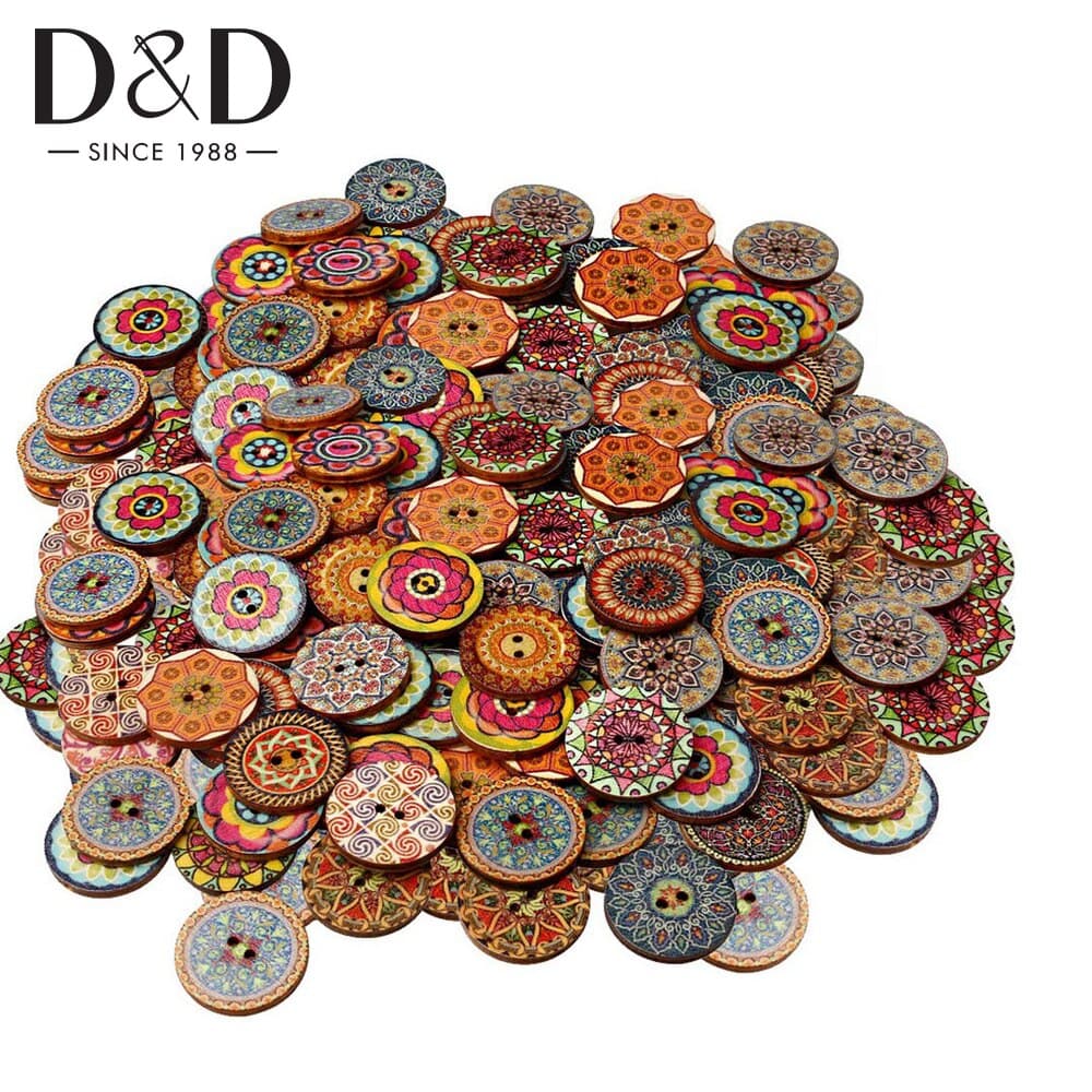 50pçs Botões De Madeira Vintage 2 Furos Para Roupas Bordadas Decorativos Artesanais De Costura 15 Mm