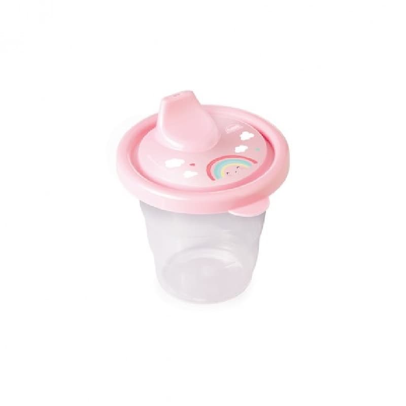Copo de Plastico Infantil 200 ml com Tampa e Bico Arco Iris escolar