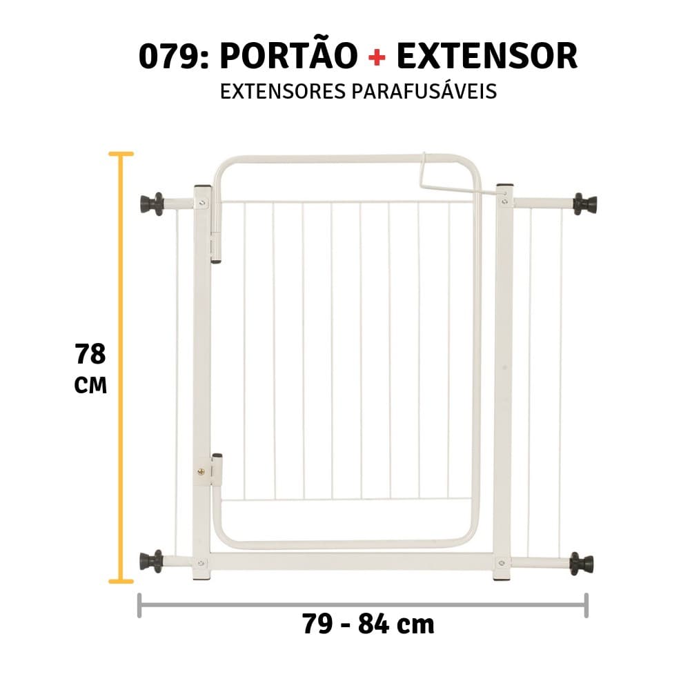 Grade De Porta Portão De Grade Criança Pet Segurança 79/84 Portãozinho Cachorro Expansivo