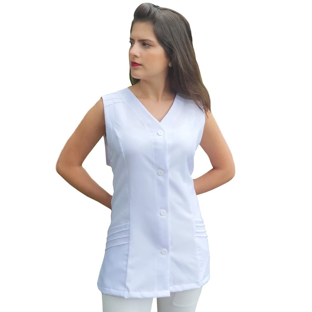 Bata Acinturada em Tecido Oxford Uniforme Professora, Manicure, Cuidadora, Babá, Doméstica Bu70