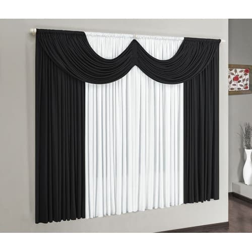 Cortina Riviera 2,00m X 1,70m Para Varão Simples -preto/bran