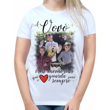 Camiseta Vovó / Vovô Cria Memórias Com Foto