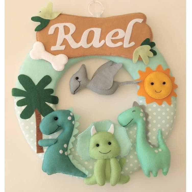 Guirlanda Dinossauro – Porta Maternidade Decorativo Tema Dinossauro – Quarto de Bebê
