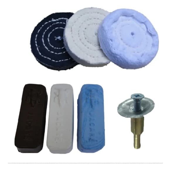 Kit Polimento Lustro 7 Peças Alumínio, Inox, Latão, Massa, Roda 3pol