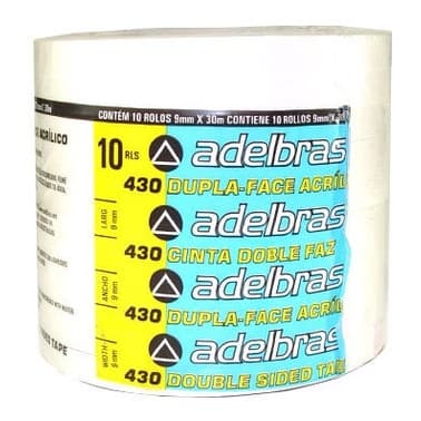 Fita Dupla Face Polipropileno 09mmx30mts. Pct.c/10 Adelbras