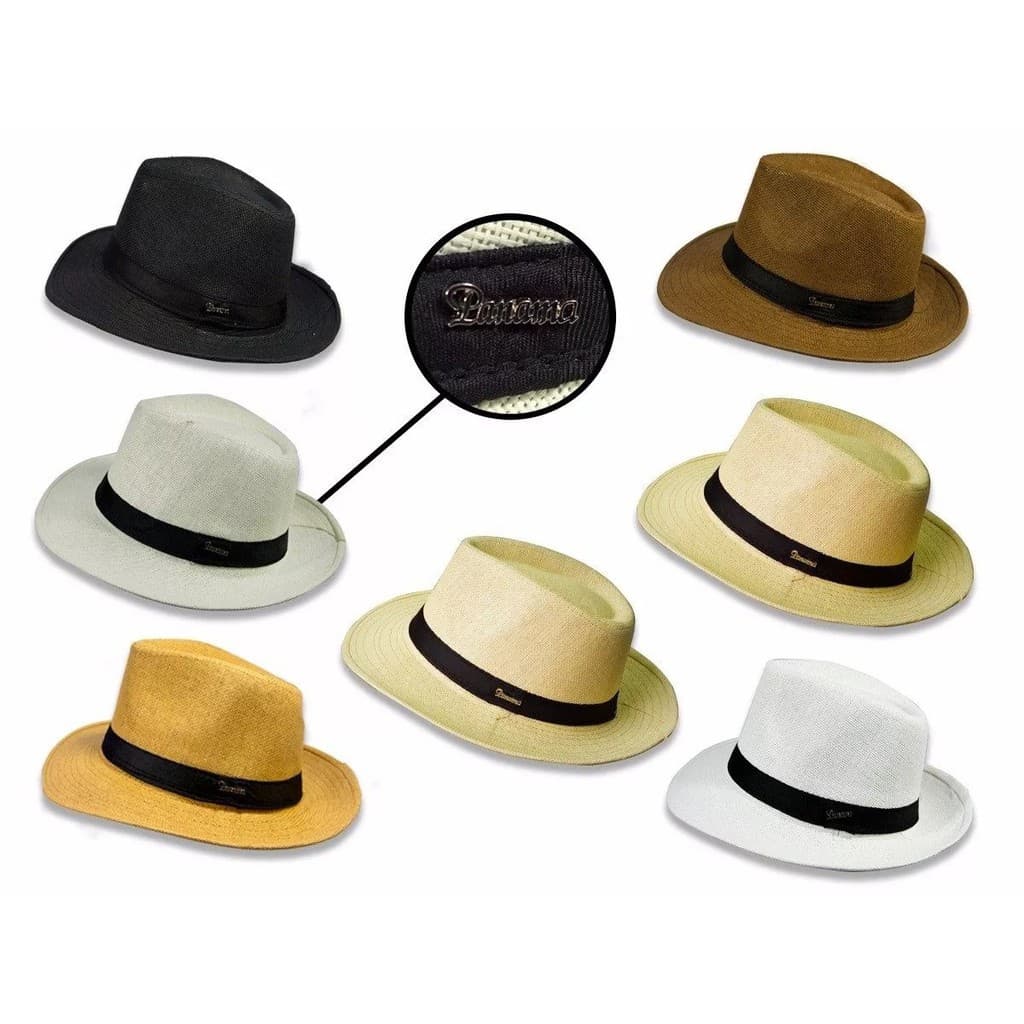 Kit 10 Chapéu Moda Panamá Aba Larga Casual Praia Masculino