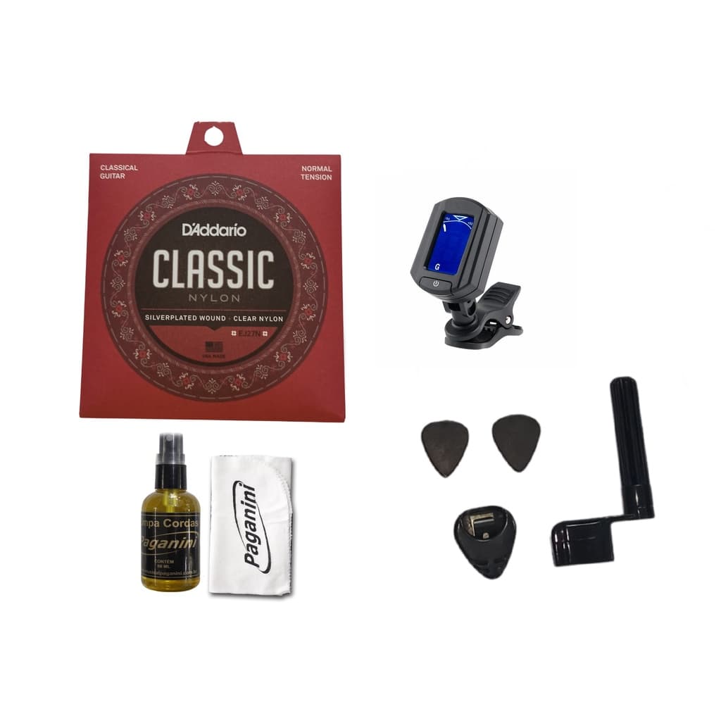 Kit Acessórios Violão Acústico Daddario Nylon Limpa Cordas
