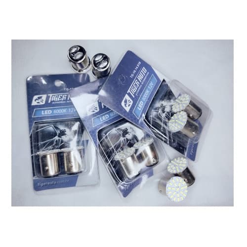 Lâmpada 2 Polos Led 12v Tiger 6000k 1157-22 SMD 1206