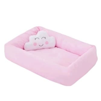 Ninho Redutor para Berço rosa + Almofadinha nuvem bordada menina