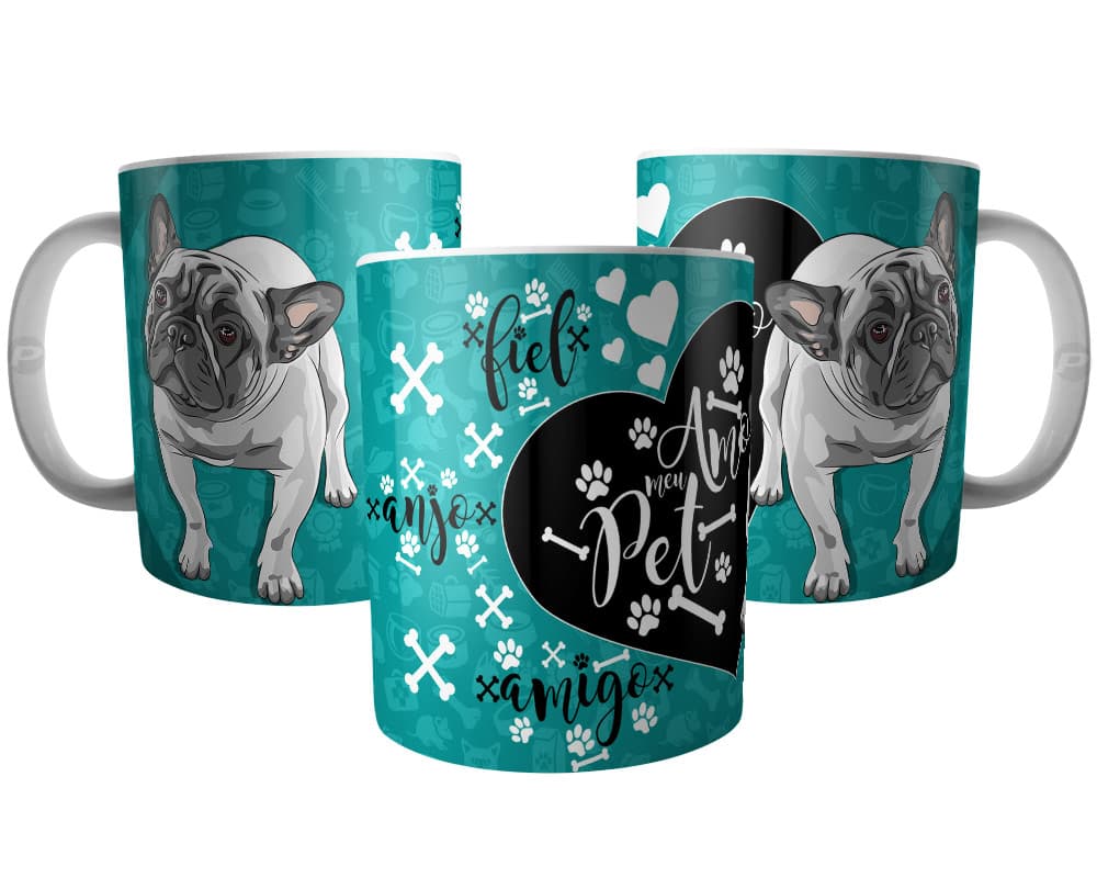 Caneca Bulldog Francês - Amo Meu Pet Amigo Anjo Fiel