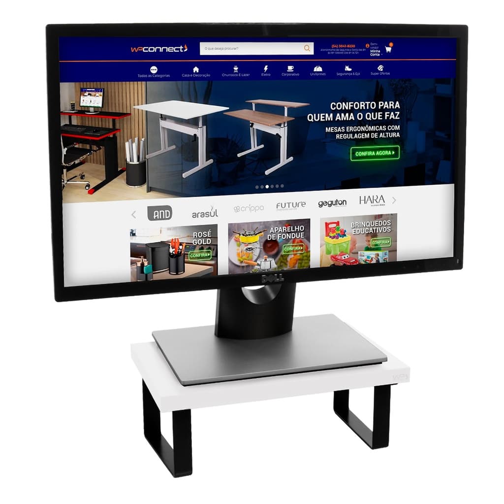 Suporte Ergonômico Para Monitor Tampo MDF Cores Lisas 20x30cm