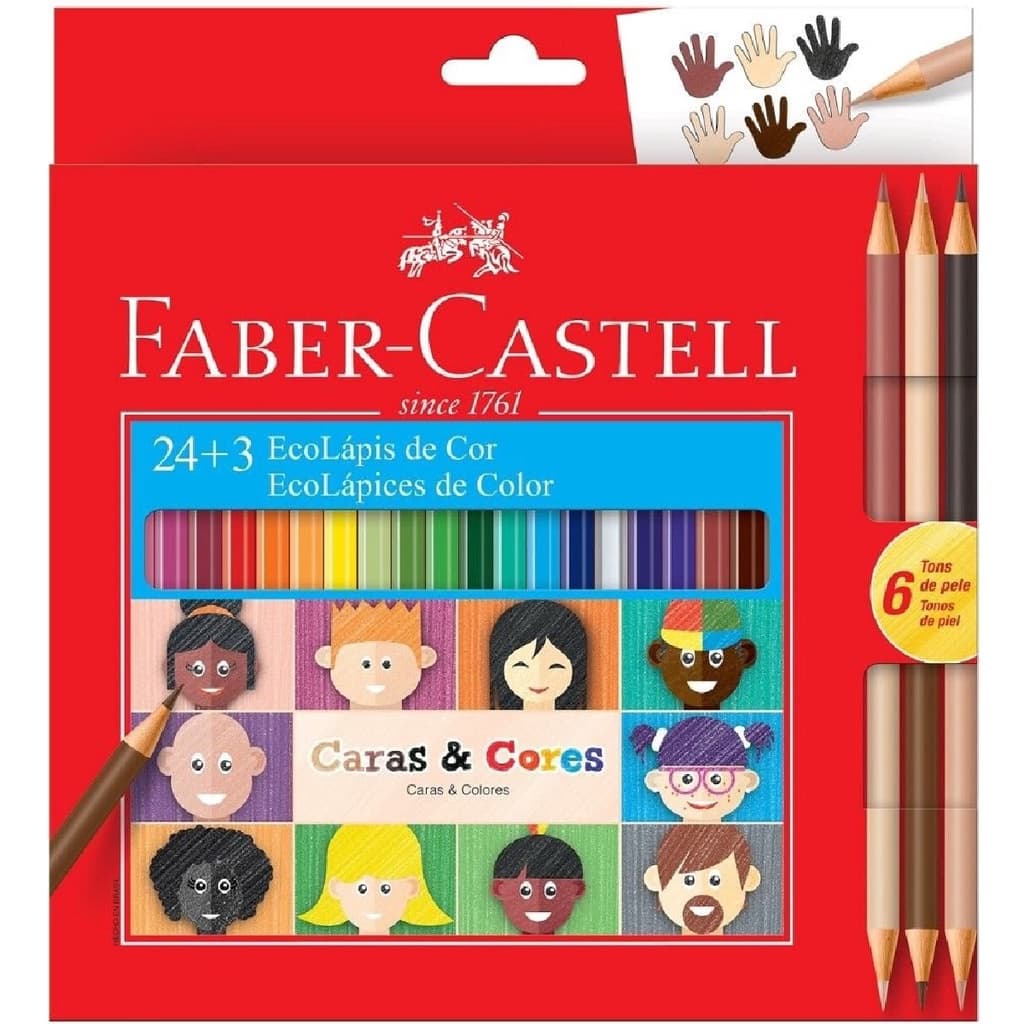 Lapis De Cor Ecolapis C/24 Cores + 3 Cores E Caras - Faber Castell