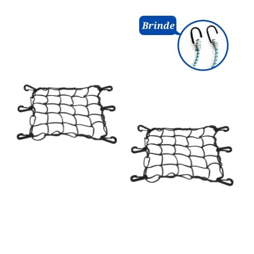 Rede Aranha Preta Elástica Para Moto / Capacete - 35x35 2 UNIDADES
