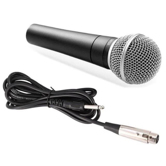 Microfone Dinâmico M58 cardióide com Cabo P10 5 Metros