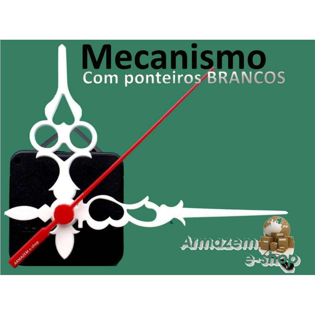 Kit Com Mecanismos Tic Tac Eixo 22mm Ponteiros Tribais grandes BRANCOS