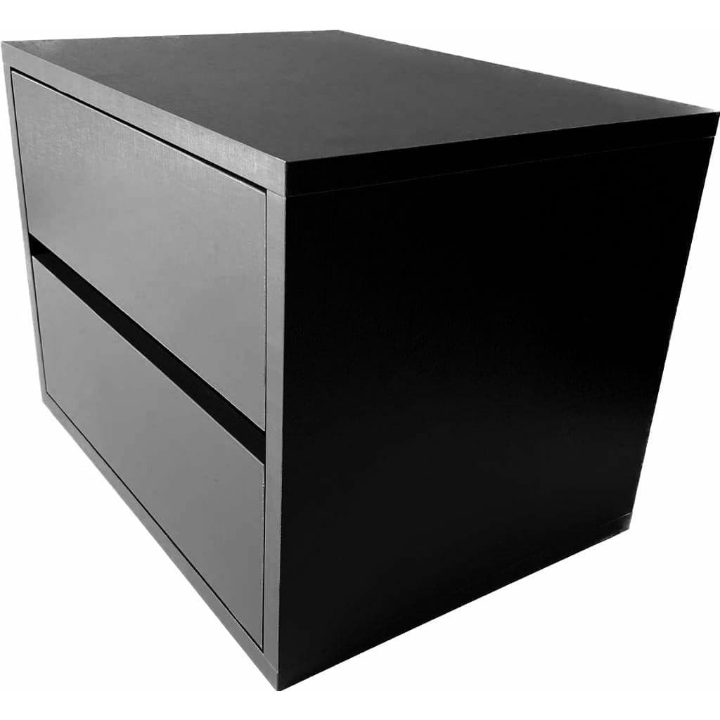 1 Mesa de cabeceira com 2 gavetas Preto 100% mdf