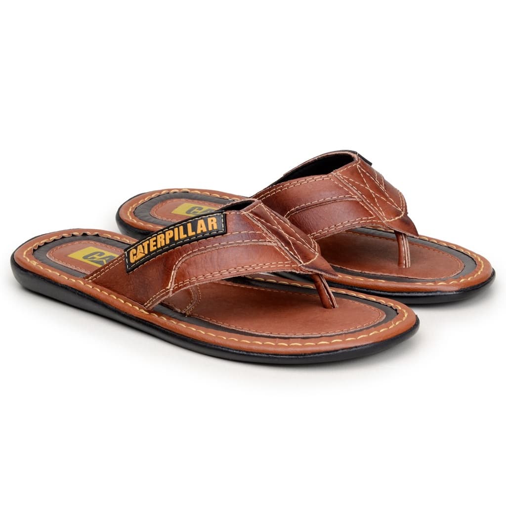 Chinelo de Dedo em Couro Legitimo Masculino sola de borracha