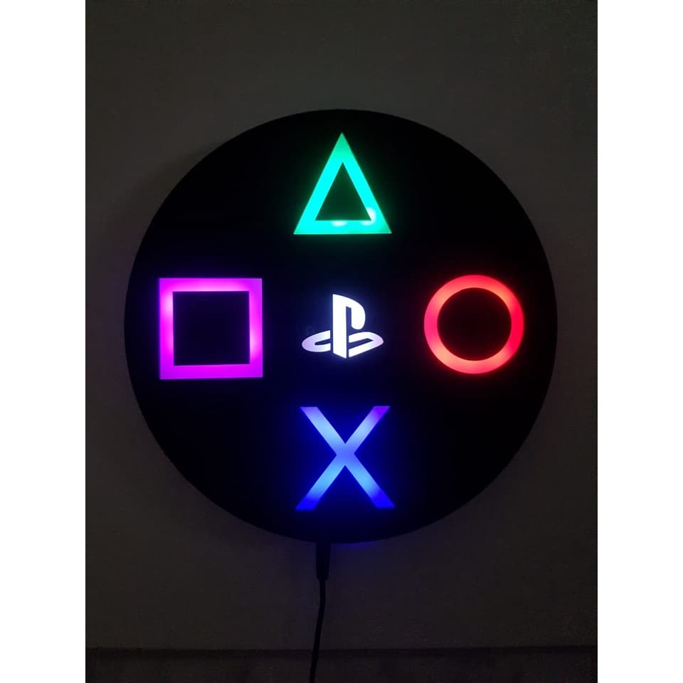 Luminária Letreiro Parede Playstation Xbox Gamer