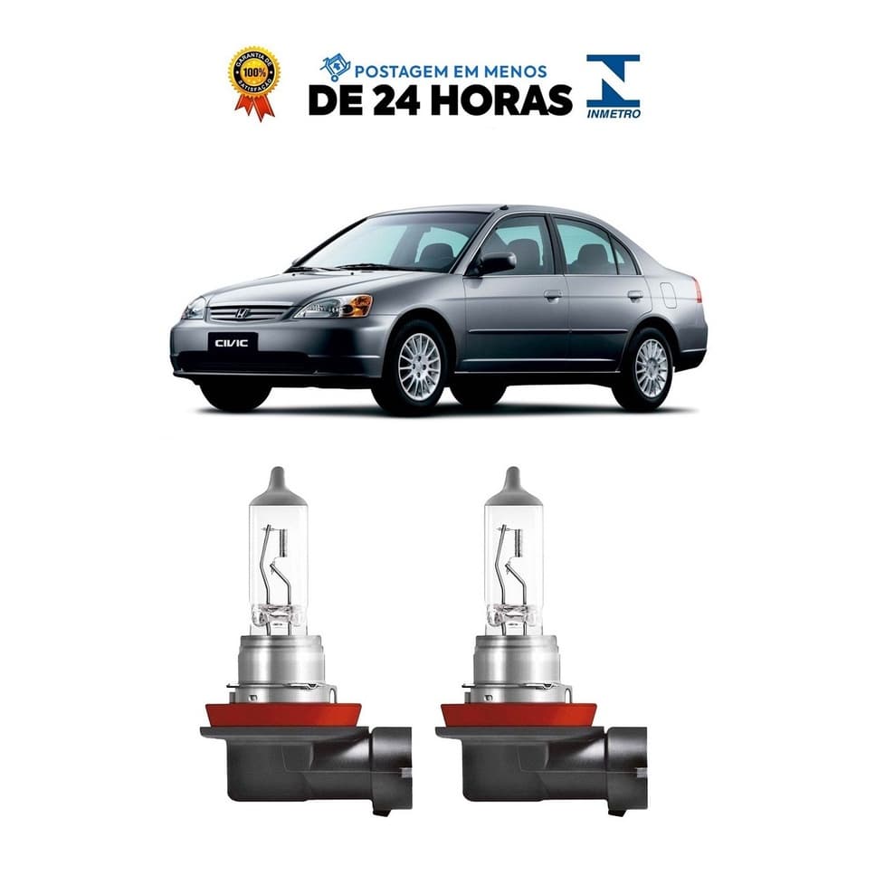 Par Lampada Farol de Milha Honda Civic 2004 2005 2006 H11