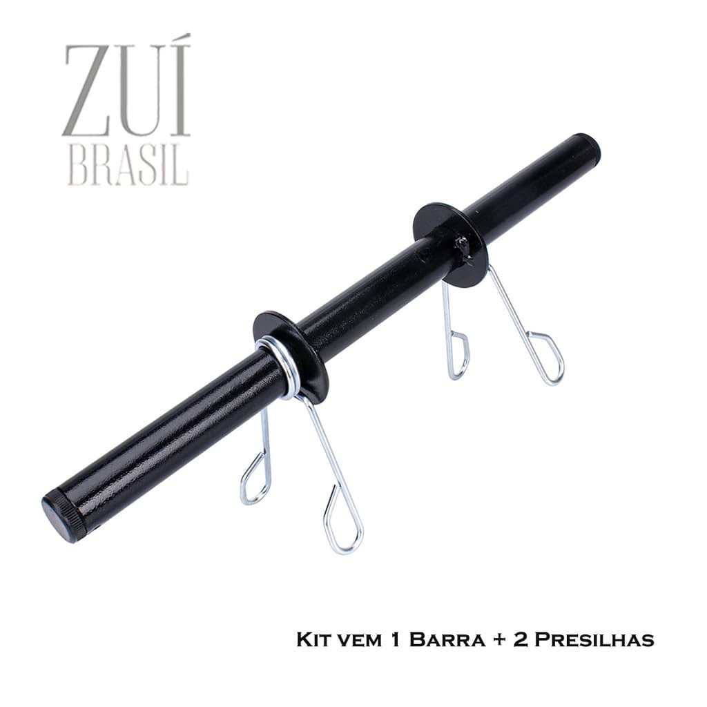 Kit Musculação Halter Barra Oca Halteres Anilha 40cm + 2 Presilhas