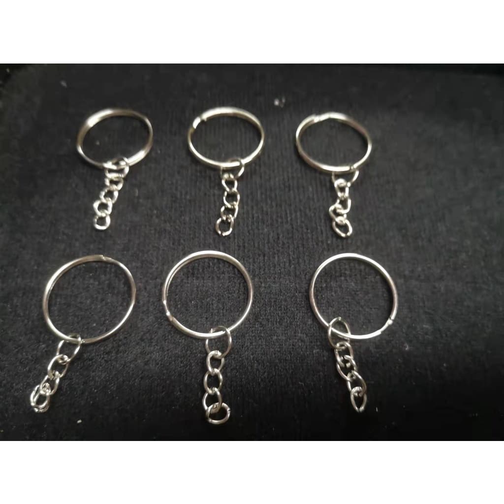 10 Pçs / Lote Anel Chave Chaveiro Banhados 25mm Longo Rodada Divisória Chaveiro Chaveiros Para Moldes