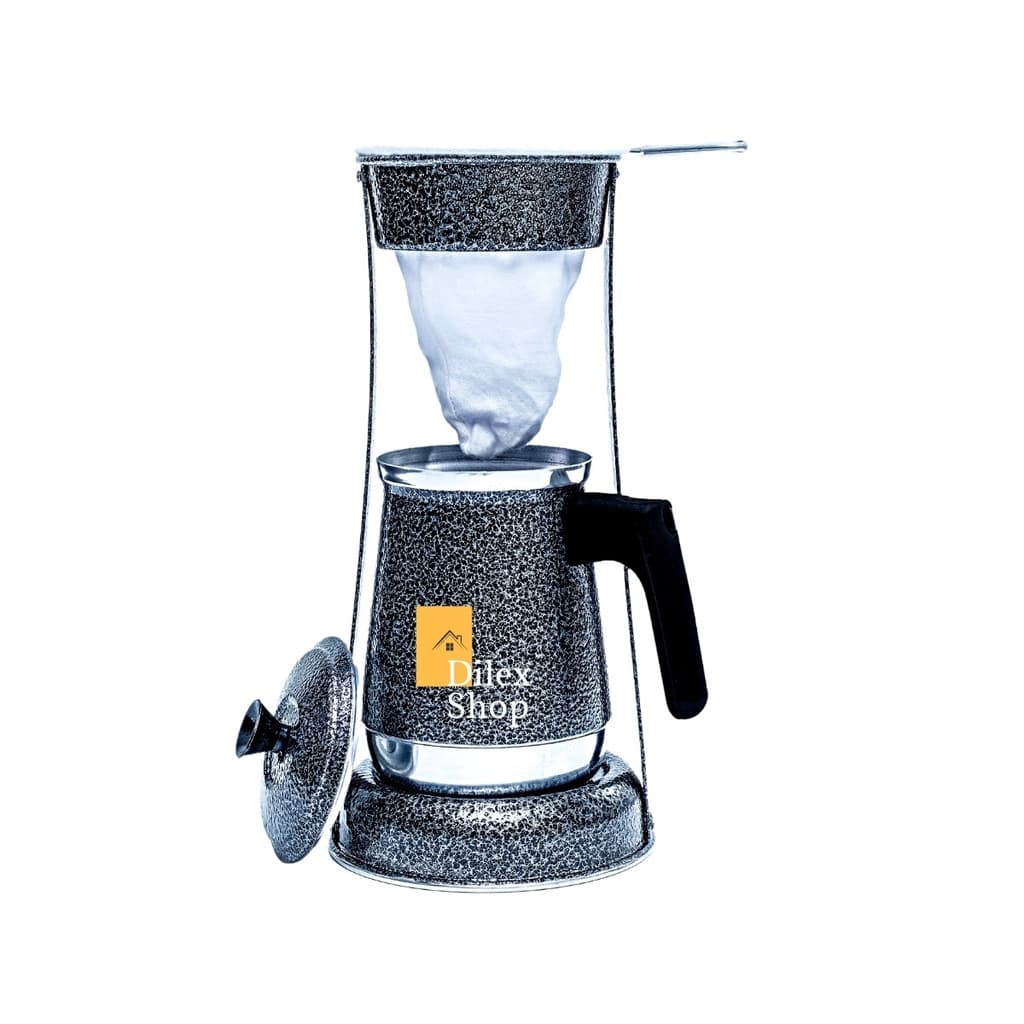 Suporte Coador De Café Bule Preto Craqueado Em Alumínio