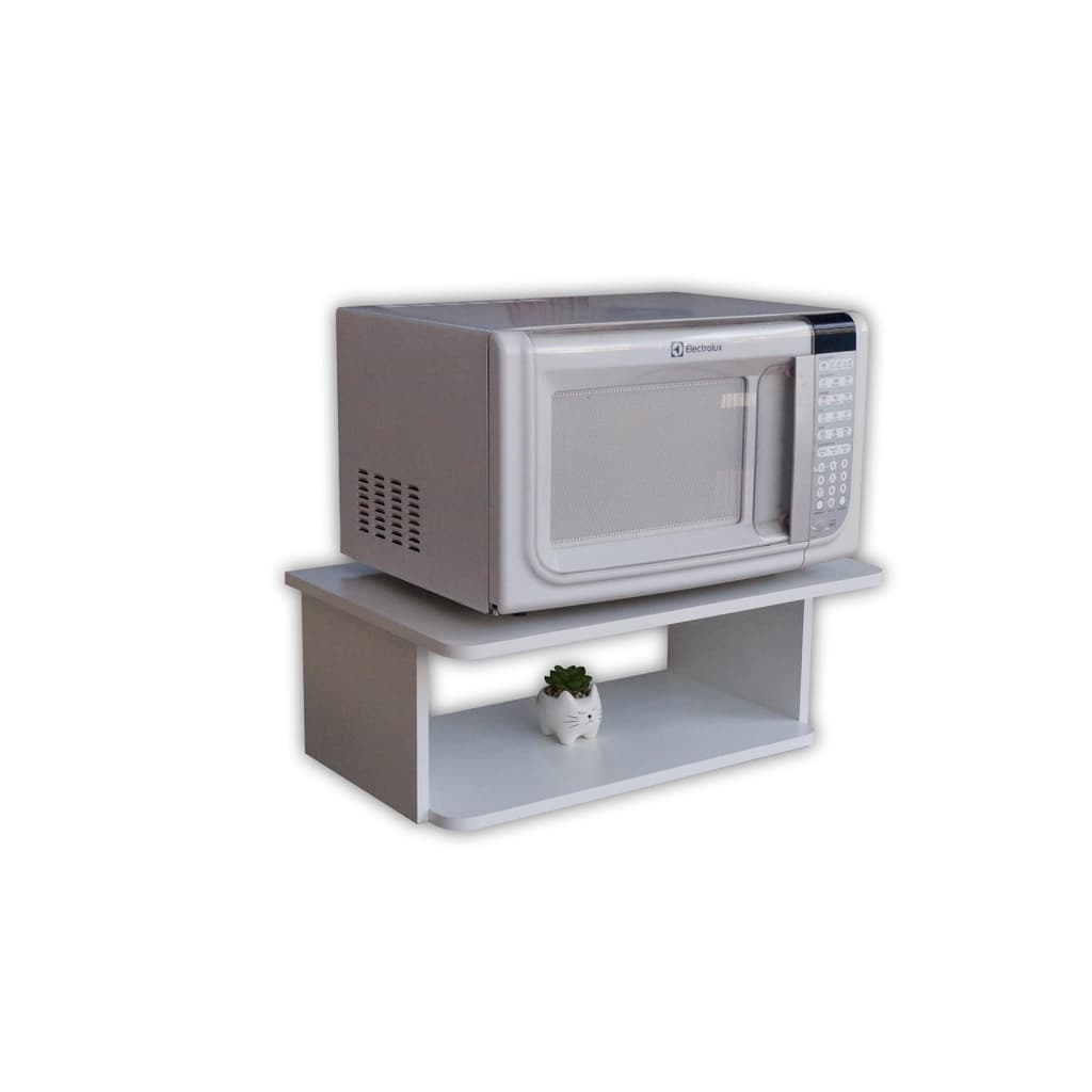 Nicho Suporte para Microondas e Forno Elétrico de Parede Mdf Branco Madeira