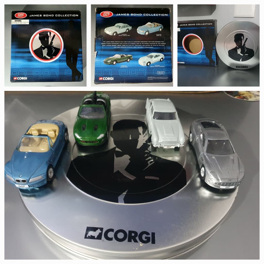 Coleção de 4 carrinhos James Bond 007 da CORGI na caixa  EDIÇÃO LIMITADA e RARIDADE, não perca essa oportunidade de comprar essa maravilhosa peça de colecionador