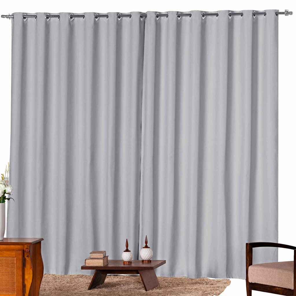 Cortina Para Quarto/Sala Em Tecido Blackout 4,00 x 2,50 Ideal Para Varão De Até 3 Metros - Gelo