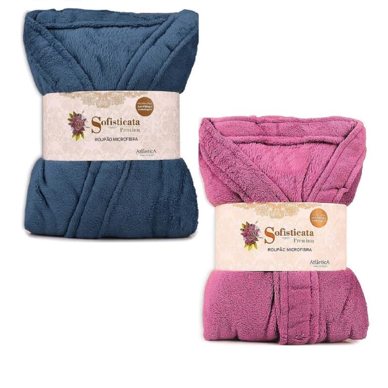 Kit 2 Roupões - Roupão Plush Microfibra - Unissex Adulto.
