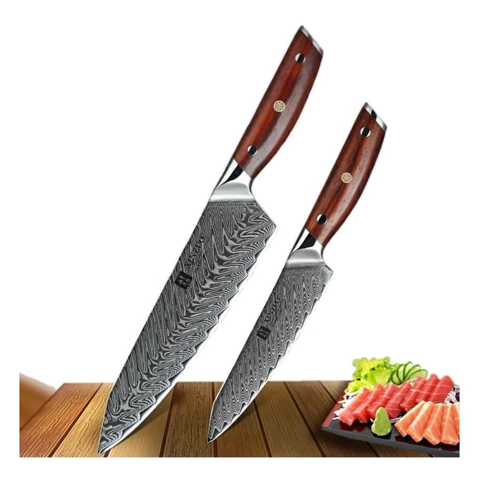Kit Faca Profissional Xinzuo Aco Damasco 5p + 8.5p Luxo