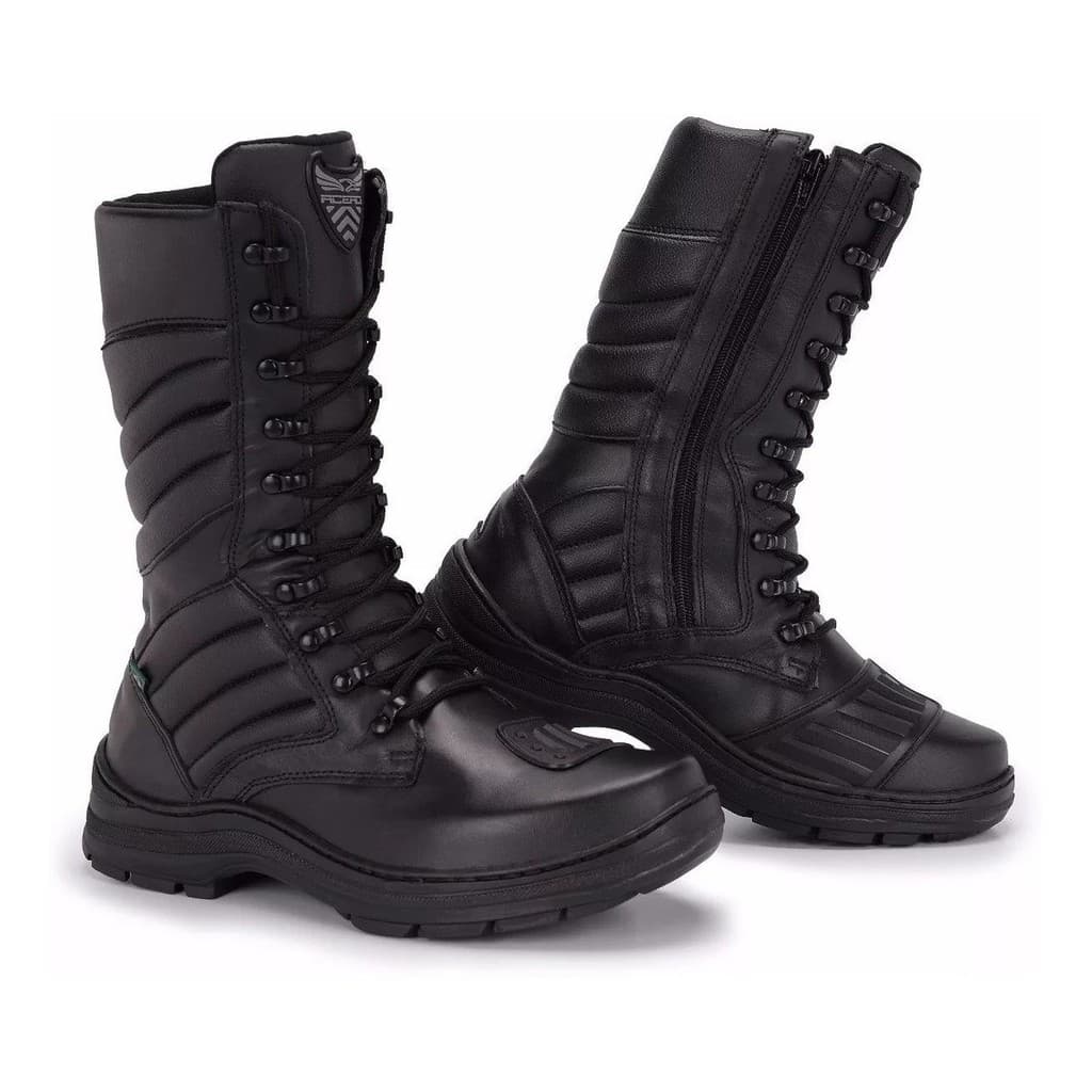 Bota Militar Coturno Acero Motociclista Com Proteção No Bico