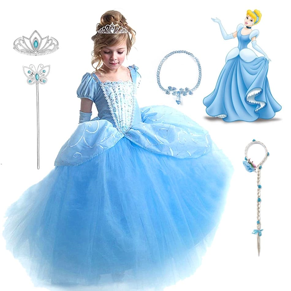 Vestido De Noiva Cinderela Cosplay Roupas Para Meninas Festa De Natal Halloween Fantasia De Princesa Casamento De Aniversário Infantil