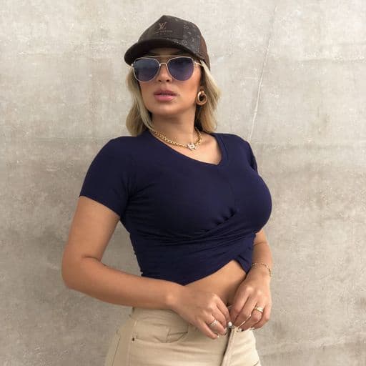 Blusa Cropped Feminina Viscolycra Transpassado Manga Curta Blusa Moda Verão Tendência