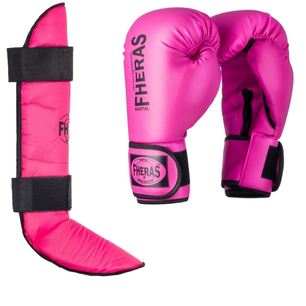 Luva Muay Thai e Boxe com Caneleira Free Style Fheras