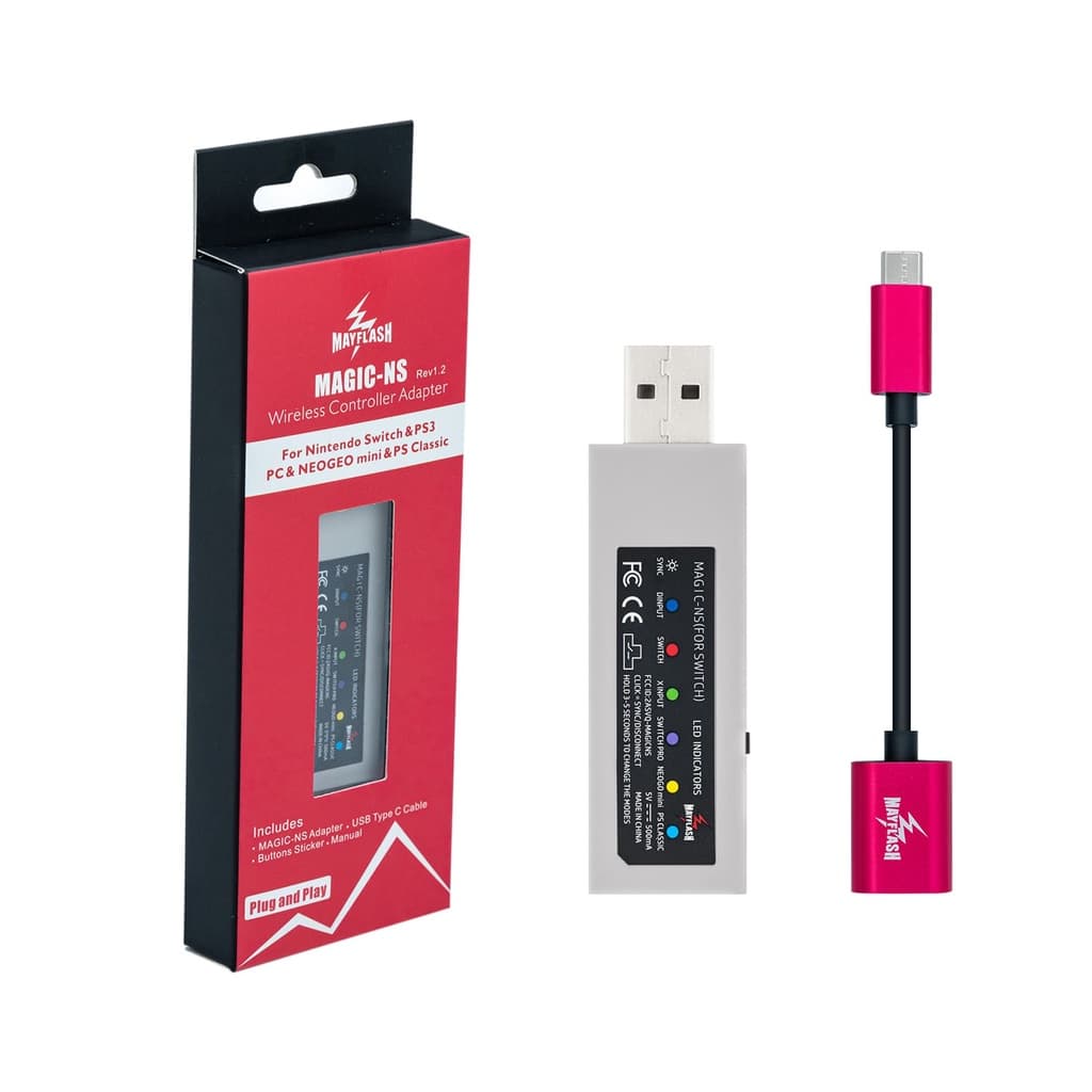 Mayflash Adaptador de Controle Sem Fio para Switch 2/Switch/PS3/PC/Steam Deck/Raspberry Pi/macOS(MAGIC-NS)