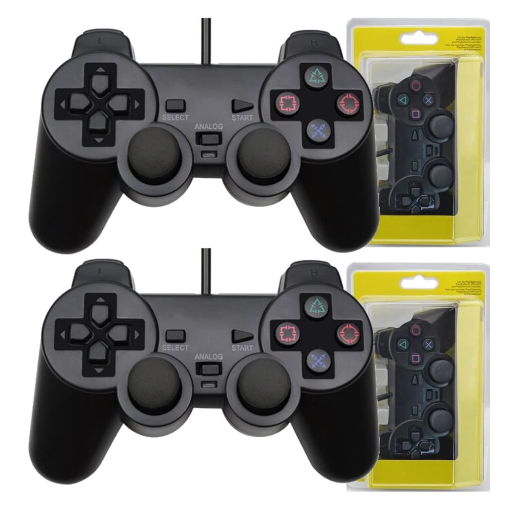 Controle Ps2 Dual Shock Kit C/ 2x Unidades Ps2 Manete Joystick Precisos