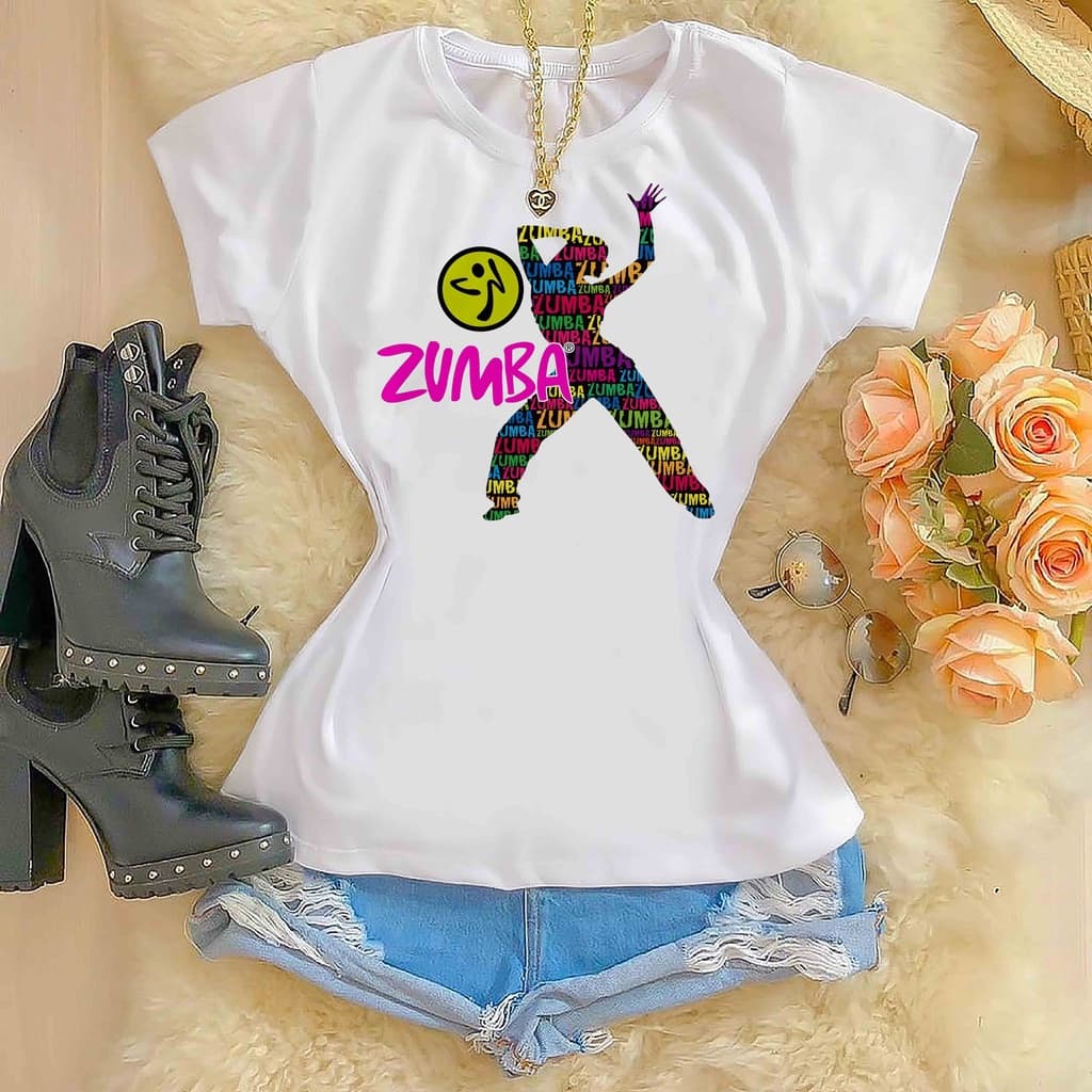 Blusa Tshirt Feminina Zumba Baby Look Camiseta Feminina Manga Curta Gola Redonda Leve Fresca