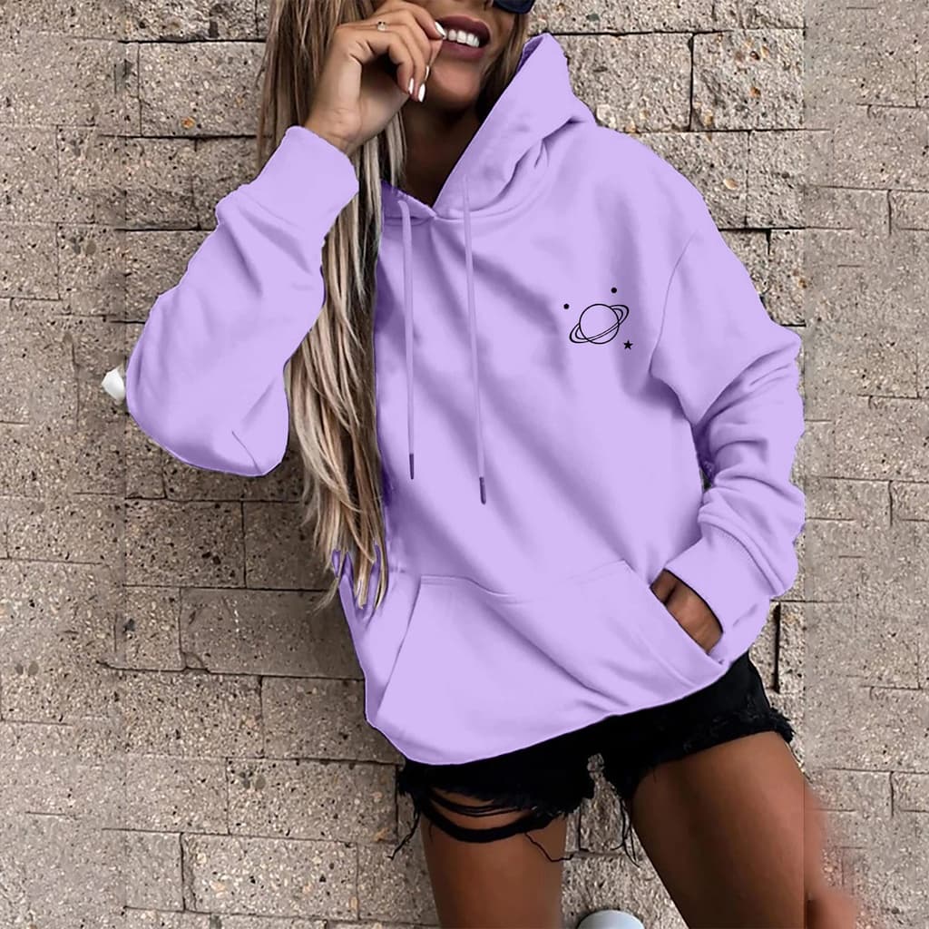 Moletom Feminino Com Capuz De Lã Estampado