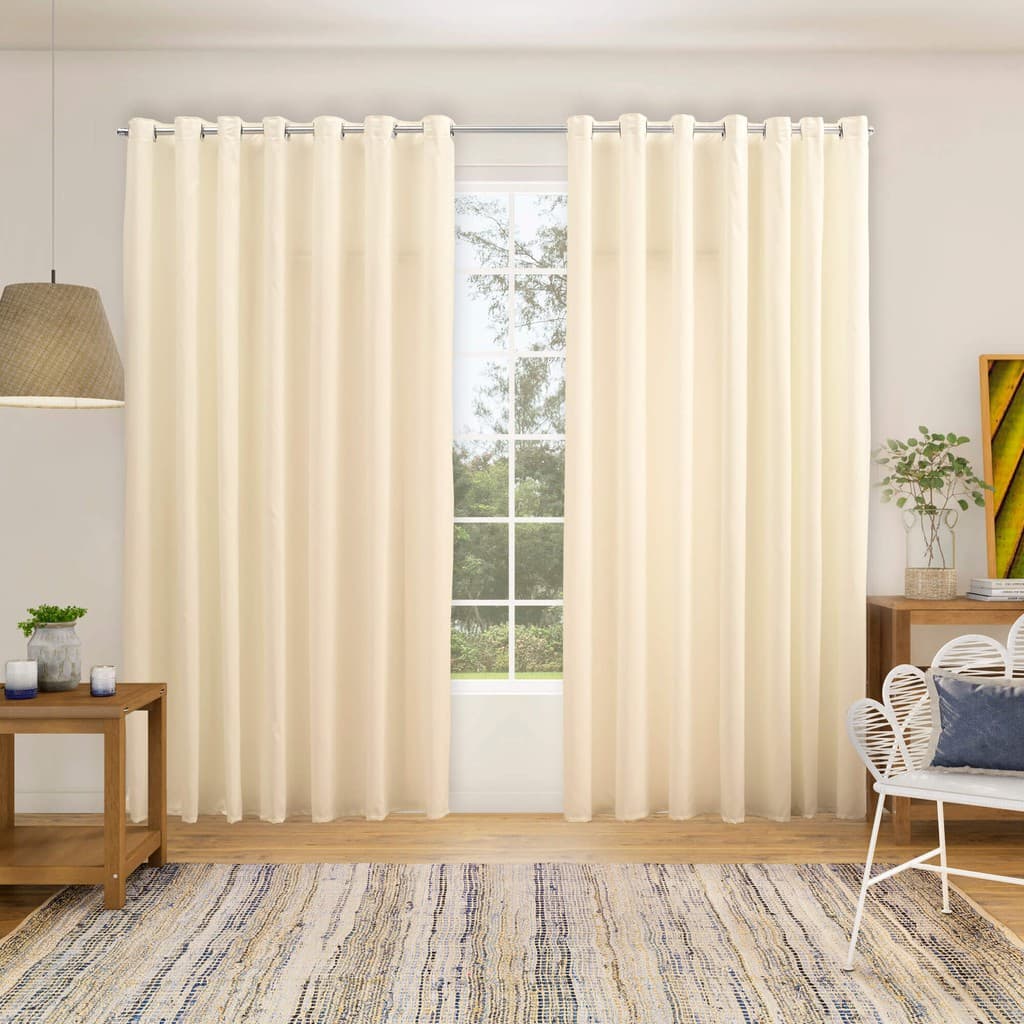 CORTINA 4,00X2,70 DE MICROFIBRA  BEGE para varão simples - Cortina Para janela de Sala ou Quarto