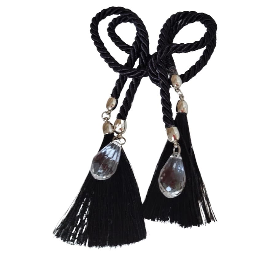Kit 02 Enfeites Cordão Com Tassel e Ponta de Acrílico Para Vidros Difusores ou Sabonete