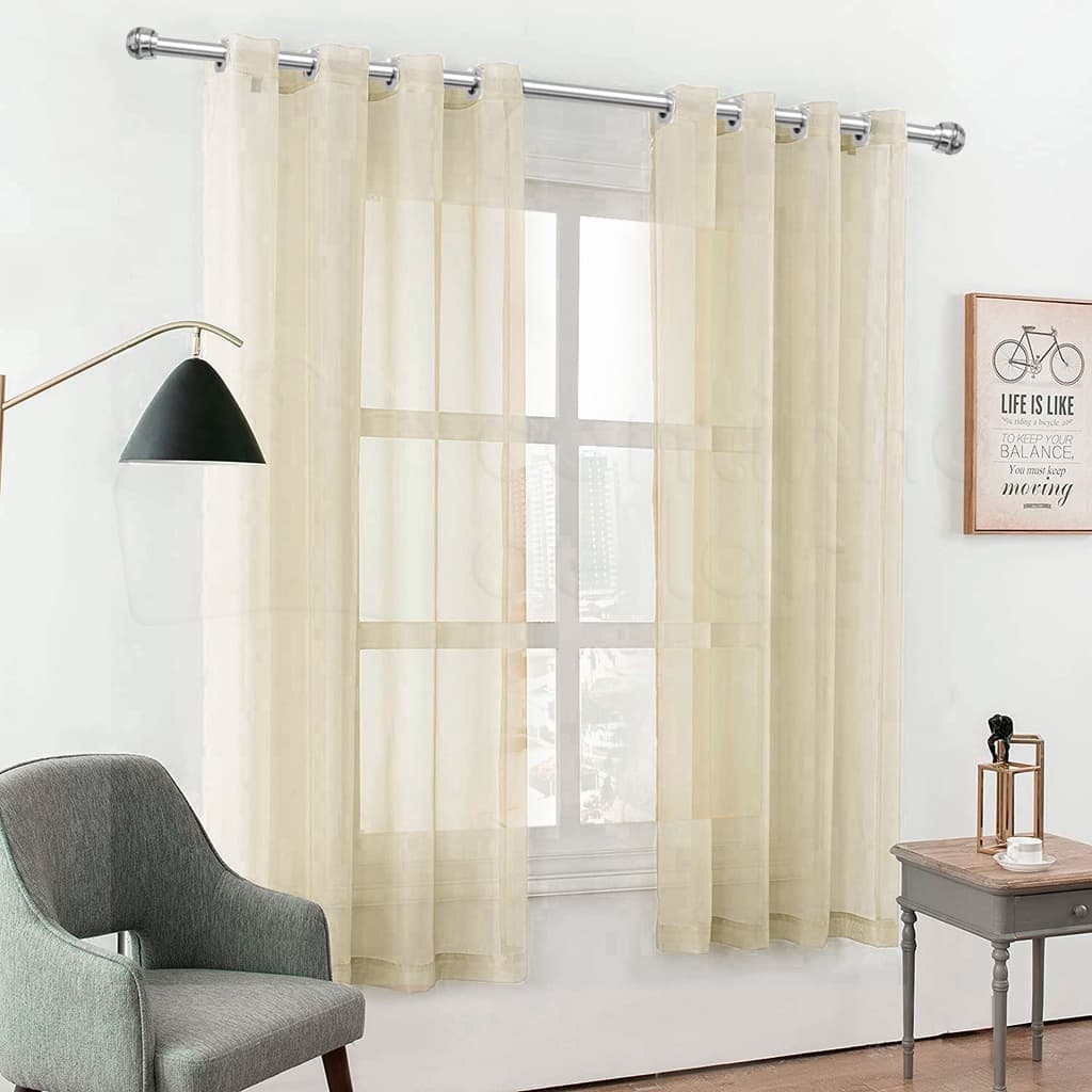 Cortina Palha de Voil Tecido Liso Para Sala - 2,80m x 1,70m