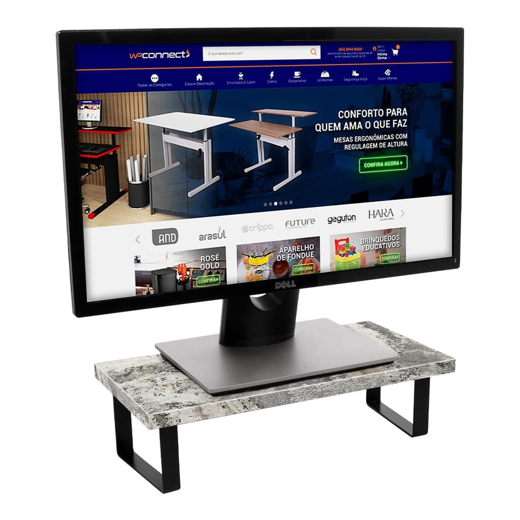 Suporte Ergonômico Para Monitor Grande MDF Mármores 20x40cm