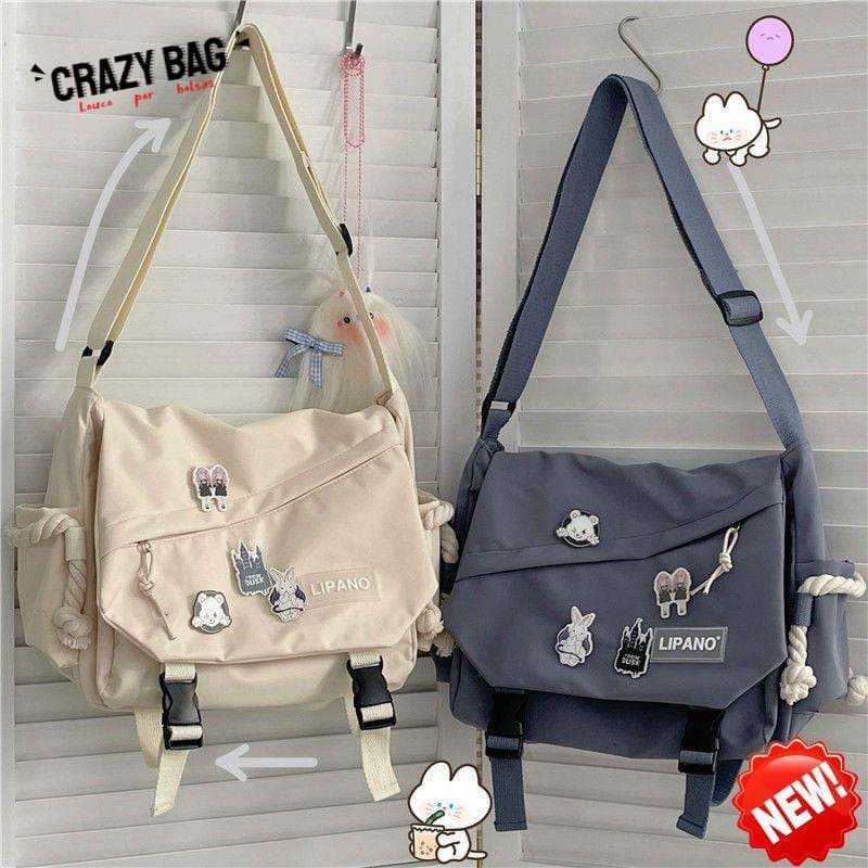 【 Crazy Bag 】 Large Capacidade Saco De Nylon Para Ombro/Coreano/Harajuku/Retro/Da Coréia