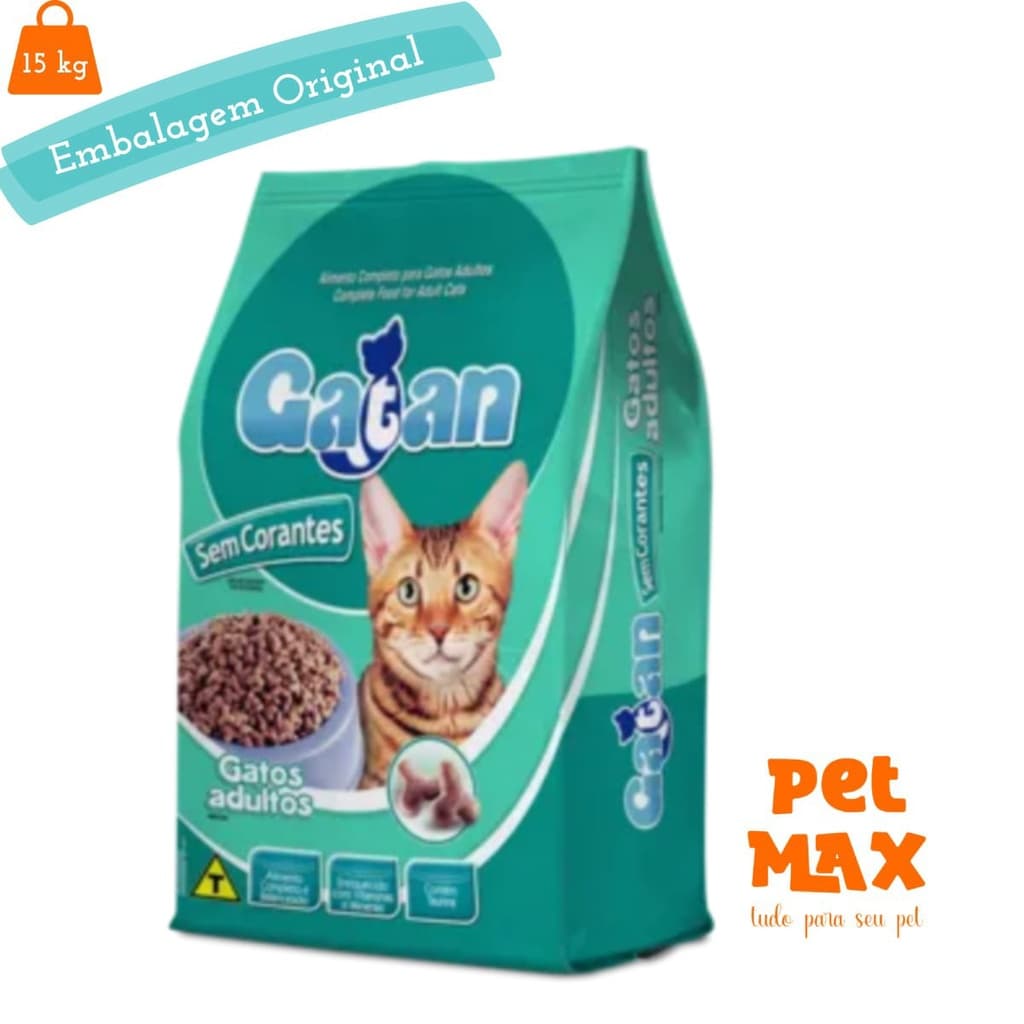 15 Kg Ração Gatan Sem Corante Para Gatos Adultos 15Kg - EMBALAGEM ORIGINAL