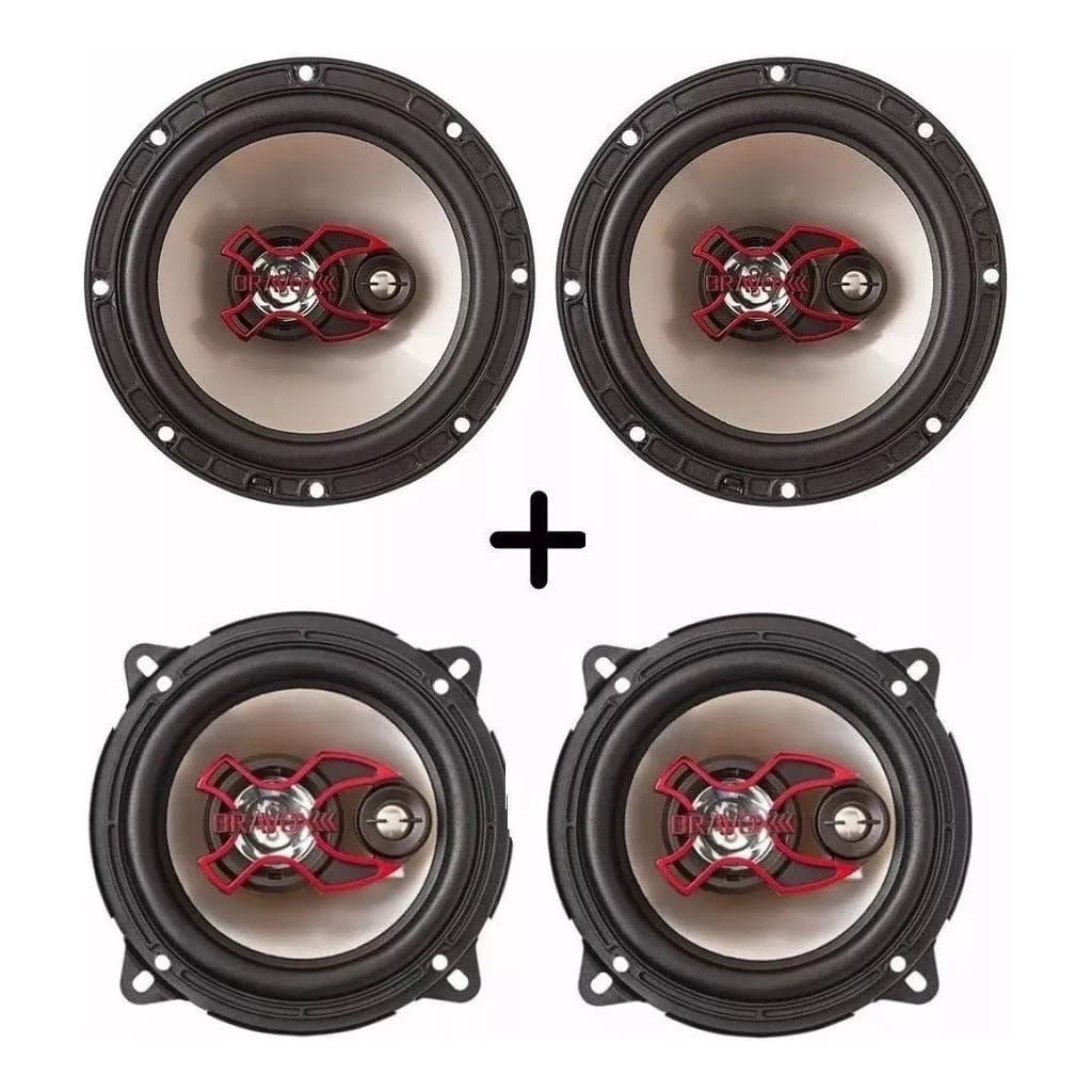 Kit Alto Falantes Bravox 5 E 6 Polegadas Triaxial Boca 4 Fones